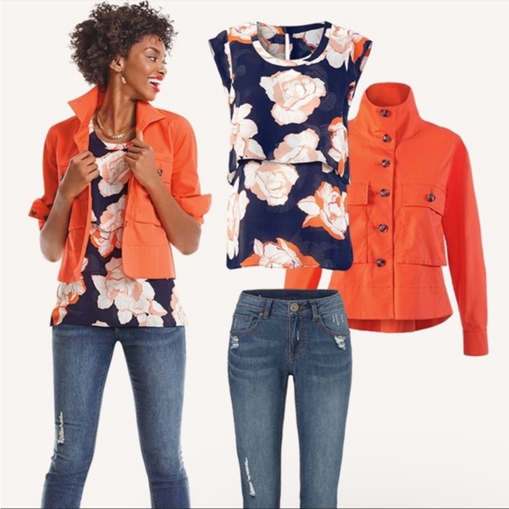 CAbi Orange Tiger Lillly Boxy Lightweight Jacket XL